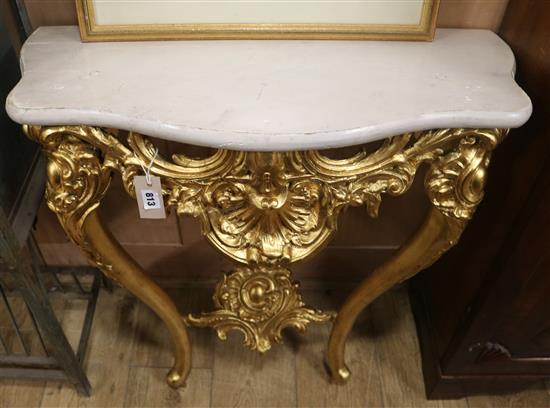 A Swedish gilt console table W.76cm